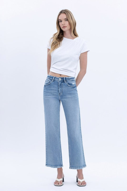 High Rise Cropped Jeans Medium Wash