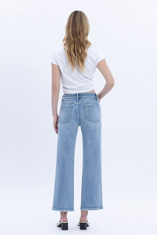High Rise Cropped Jeans Medium Wash