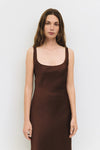 Sleeveless Slip Midi Dress Brown