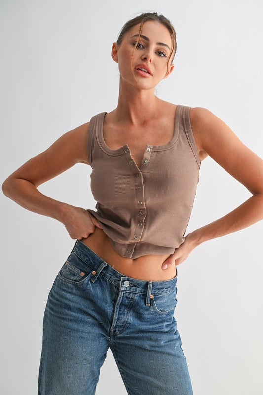 Sleeveless Ribbed Top Mocha