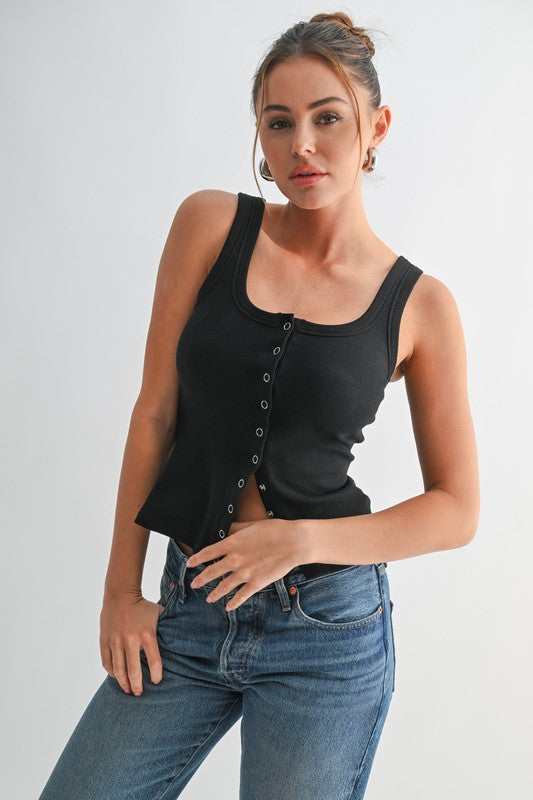 Sleeveless Ribbed Top Black