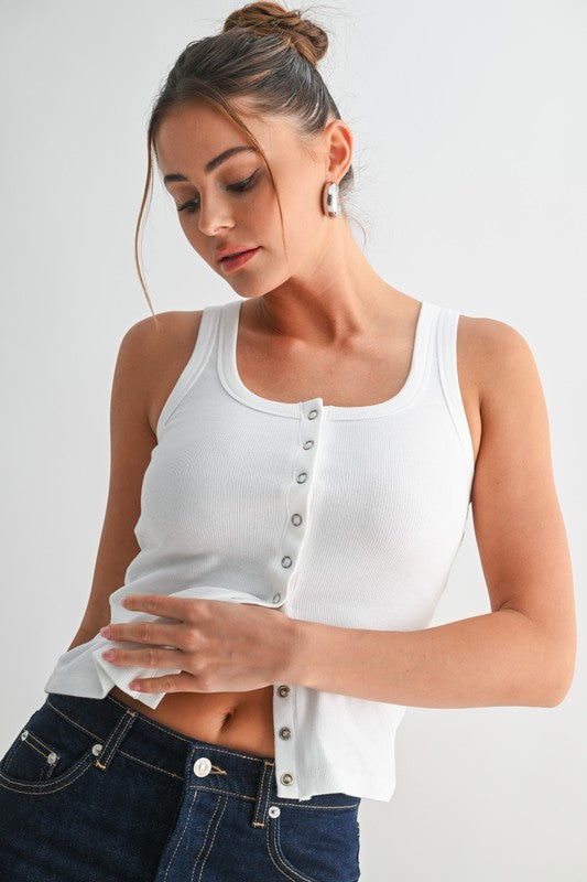 Sleeveless Ribbed Top White
