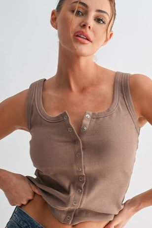 Sleeveless Ribbed Top Mocha