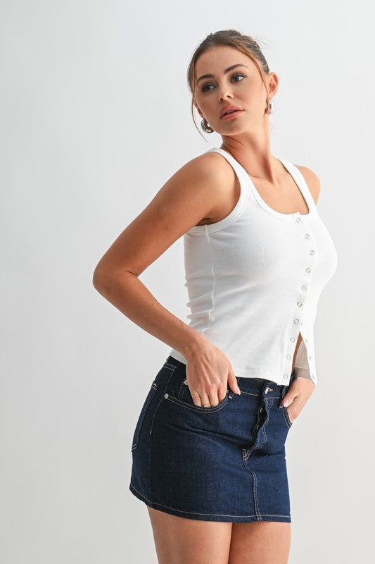 Sleeveless Ribbed Top White