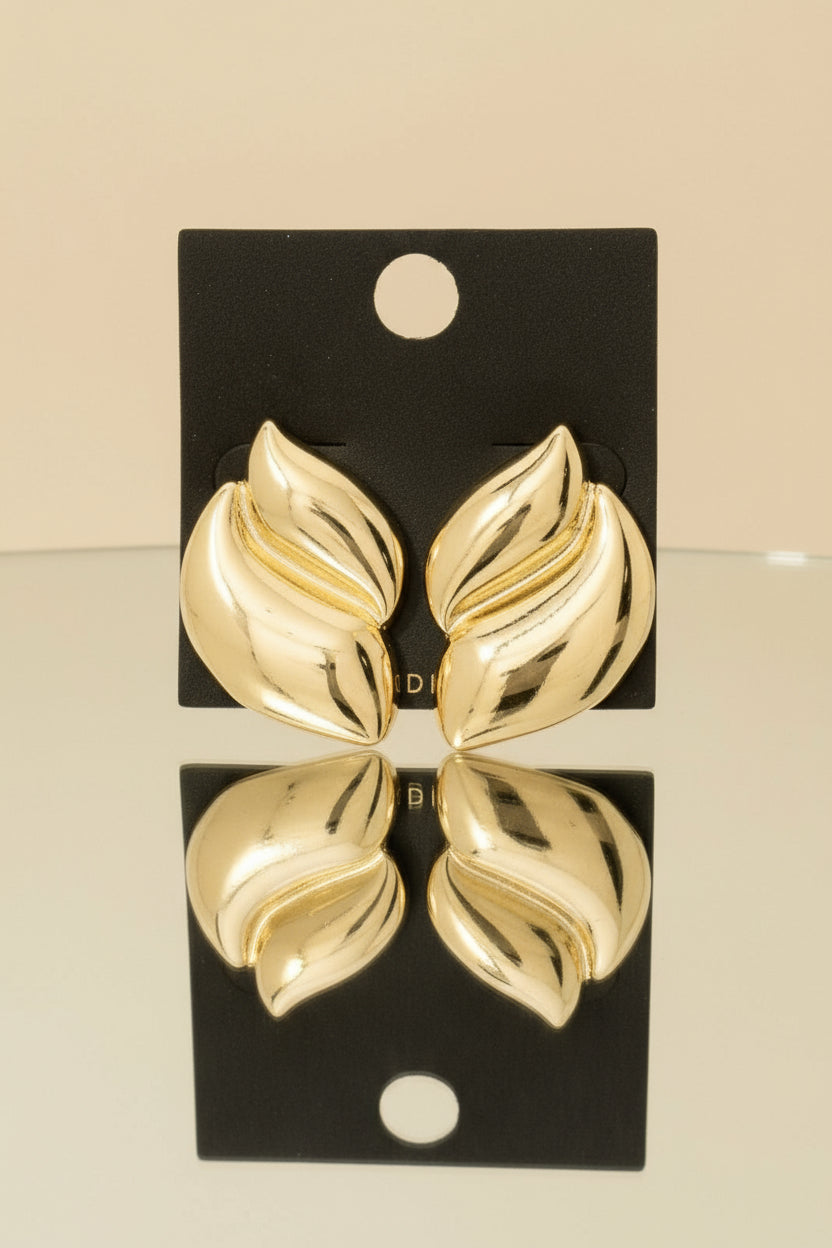 Curve Shield Gold Dipped Stud Earrings