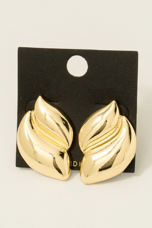 Curve Shield Gold Dipped Stud Earrings