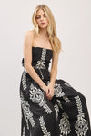 Sleeveless Abstract Print Wide Leg Jumpsuit Black