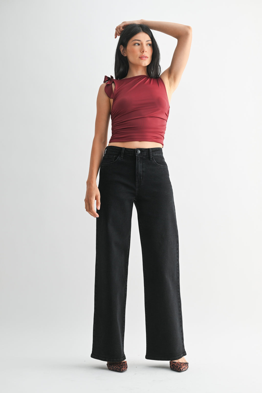 High Rise Wide Leg Jeans Black