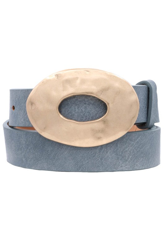 Hammered Oval Buckle Belt Blue
