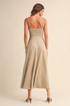 Brooke Sleeveless Corset Faux Suede Midi Dress Beige