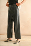 High Waist Faux Leather Wide Leg Pants Black
