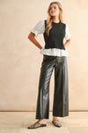 High Waist Faux Leather Wide Leg Pants Black
