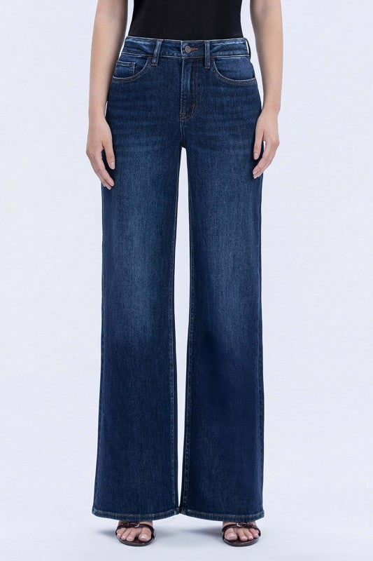 High Rise Wide Leg Jeans Dark Wash
