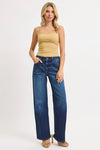 Mid Rise Wide Leg Jeans Dark Wash