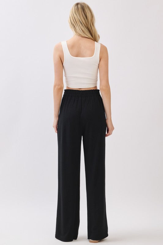  High Waist Wide Leg Pants Black