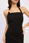 Sleeveless Halter Midi Dress Black