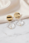 Acrylic Gem Drop Earrings Gold