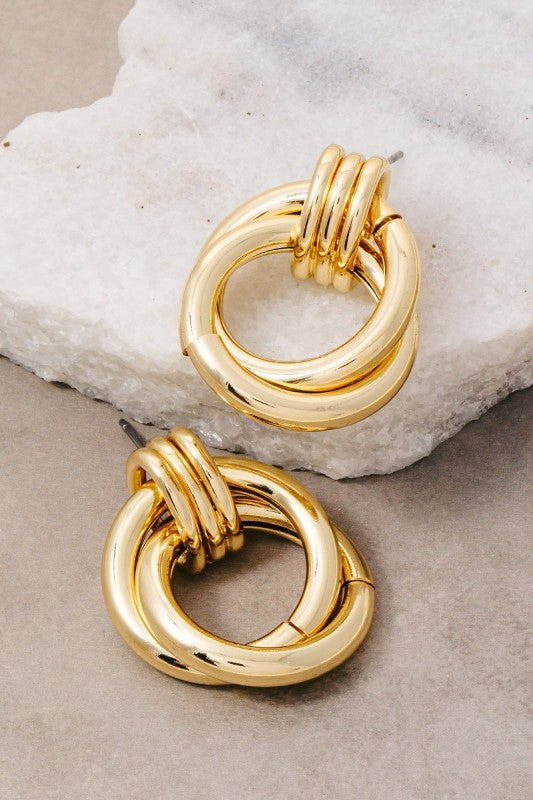 Gold Dipped Hoop Drop Earrings