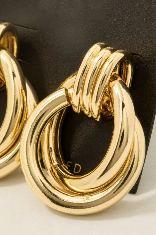 Gold Dipped Hoop Drop Earrings