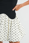 Sleeveless Polka Dot Print Bubble Mini Dress Black