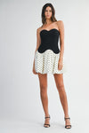 Sleeveless Polka Dot Print Bubble Mini Dress Black