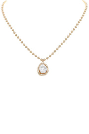  Delicate Ball Chain Faux Pearl Pendant Necklace Gold