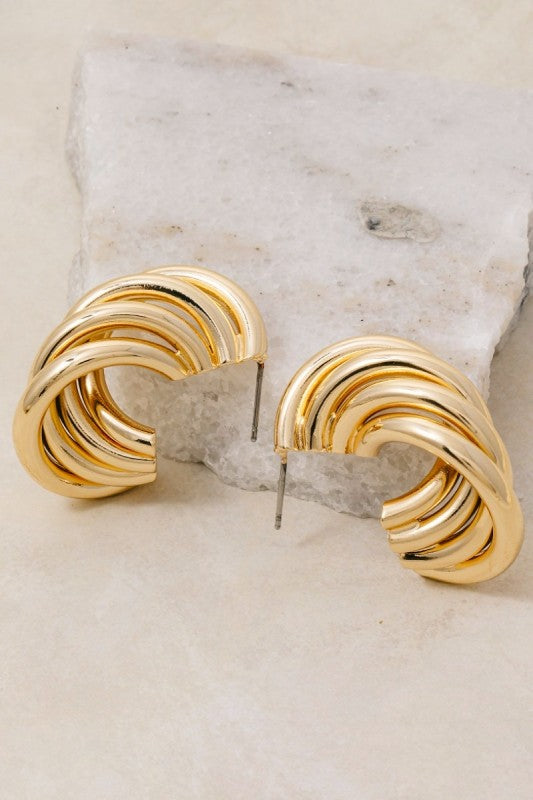 Layered Gold Dipped Hoop Earrings
