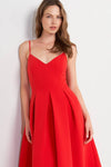 Leona Sleeveless Flare Midi Dress Red