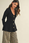  Long Sleeve Button Down Cardigan Black