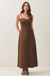 Sleeveless Faux Suede Maxi Dress Mocha