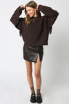 High Waist Faux Leather Mini Skirt Brown