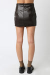 High Waist Faux Leather Mini Skirt Brown
