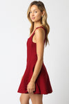 Sleeveless A-Line Knit Mini Dress Burgundy
