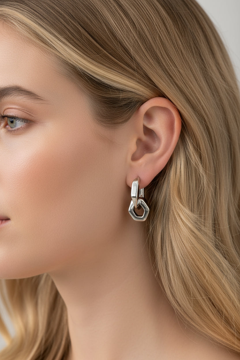 Gold Dipped Hoop Earrings Silver