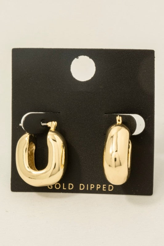 Oval Gold Dipped Hoop Earrings