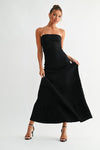 Sleeveless Pleated Knit Maxi Dress Black