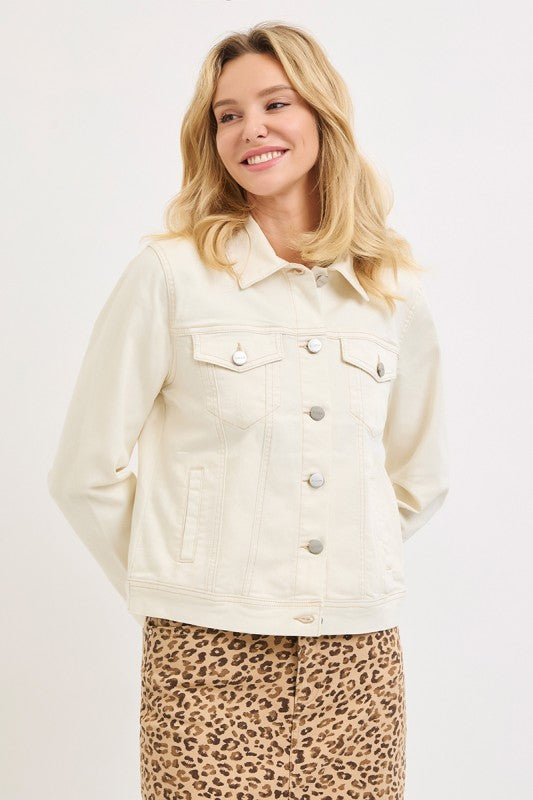 Long Sleeve Denim Jacket Ivory