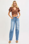 High Rise Baggy Wide Leg Jeans Medium Wash