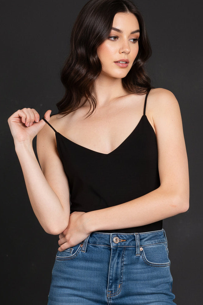 Sleeveless Double Layered Cami Top Black