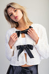 Primrose Long Sleeve Sequined Bow Tie Jacket White