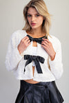Primrose Long Sleeve Sequined Bow Tie Jacket White
