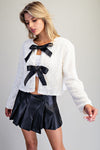 Primrose Long Sleeve Sequined Bow Tie Jacket White