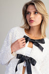 Primrose Long Sleeve Sequined Bow Tie Jacket White