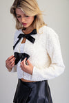 Primrose Long Sleeve Sequined Bow Tie Jacket White