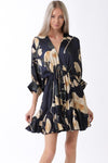 3/4 Dolman Sleeve Floral Print Mini Dress Navy