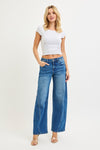 High Rise Cropped Wide Leg Jeans Dark Wash