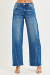 High Rise Cropped Wide Leg Jeans Dark Wash