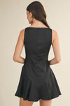 Sleeveless A-Line Satin Mini Dress Black