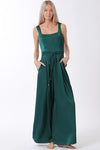 Sleeveless Belted Wide Leg Jumpsuit Green