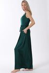 Sleeveless Belted Wide Leg Jumpsuit Green